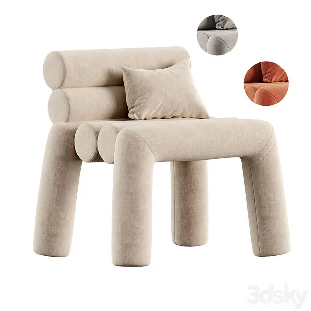 Beige Velvet Accent Chair 3dsMax Model