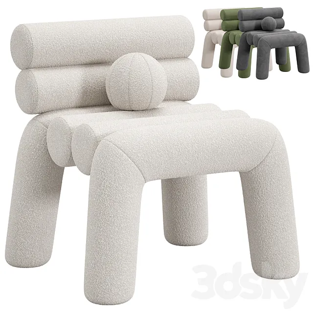 Beige Velvet Accent Chair by Homary 3DSMax File