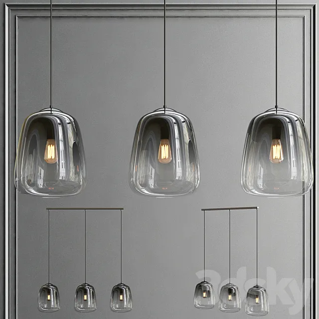 BelaLuz Hanglamp Smoaked 3-lichts 3ds Max