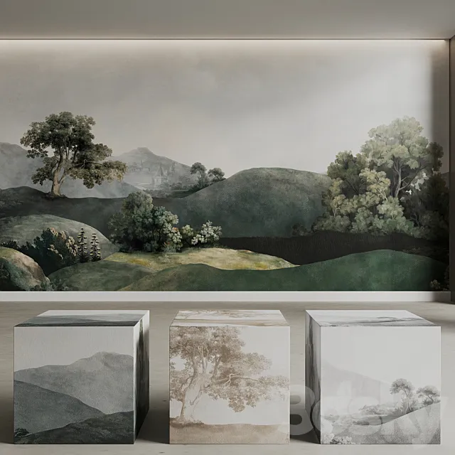 BELARTESTUDIO Murals Seamless set Vintage Landscape 3ds Max