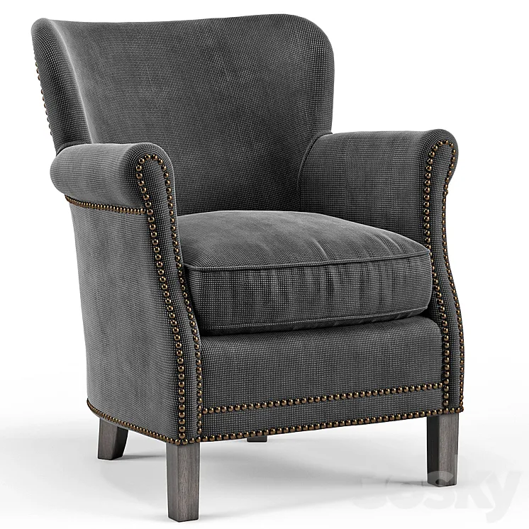 Belgian Club Chair with Nailheads 3DS Max