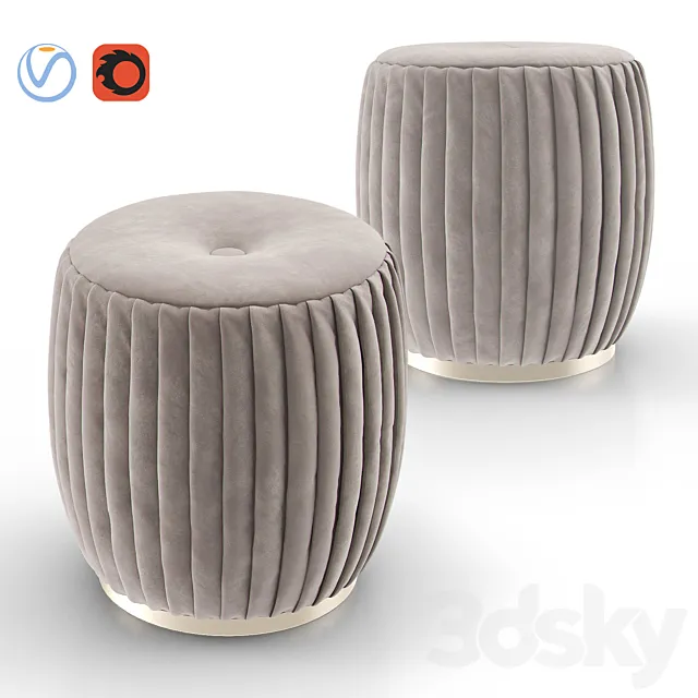 BELLA Beige Velvet Ottoman 3DS Max Model