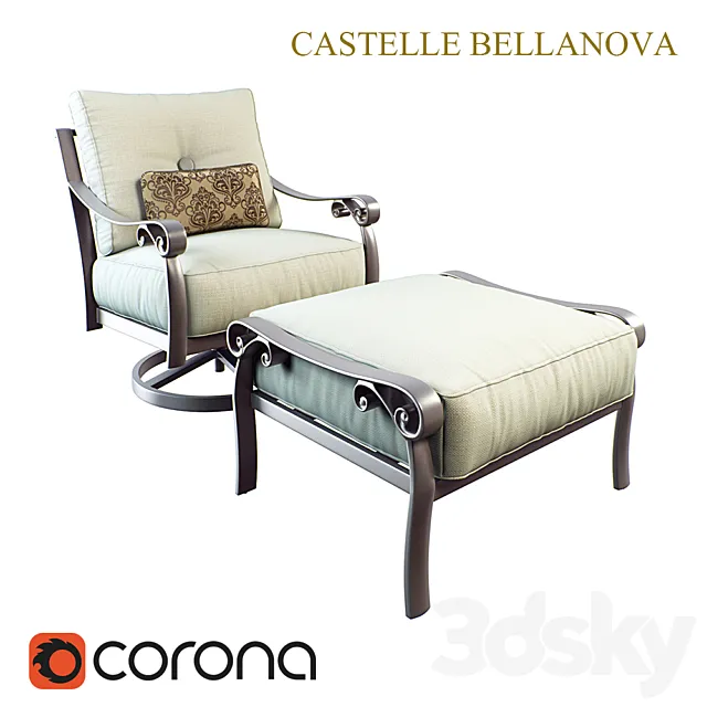 Bellanova Cushioned Swivel Rocker_Ottoman 3ds Max