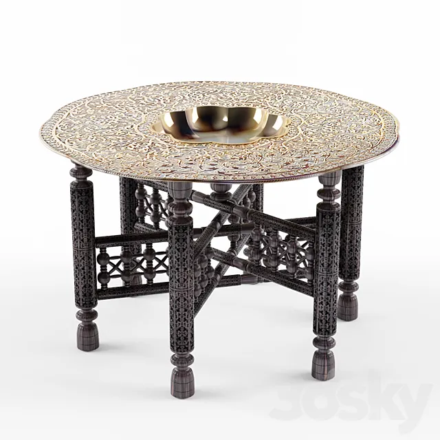 Benares brass tray table 3DS Max Model