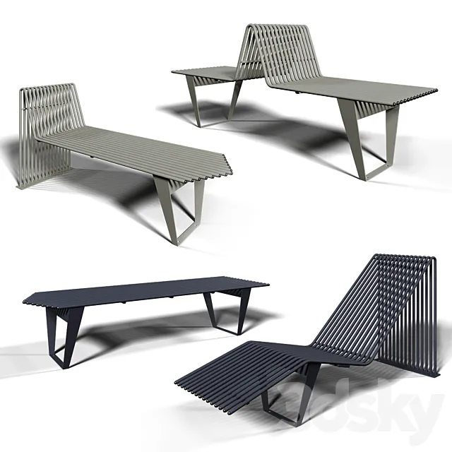 bench and chaise lounge “puntogroup infinity” 3ds Max