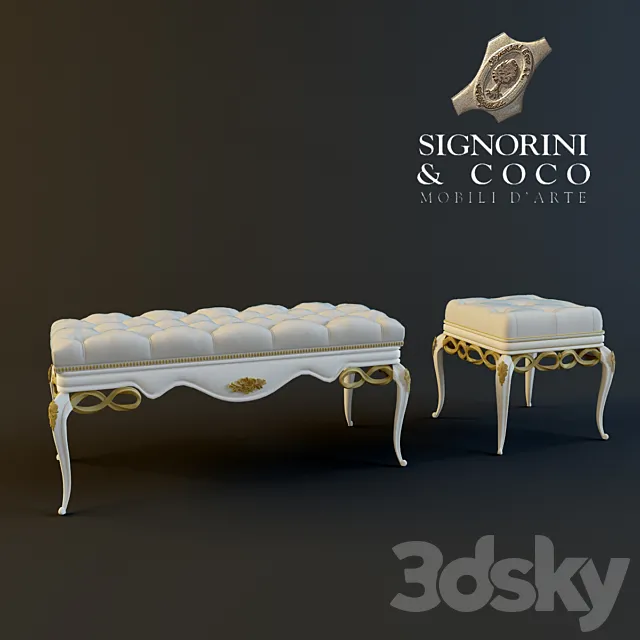 Bench and poof Signorini & coco. Forever 3DSMax File