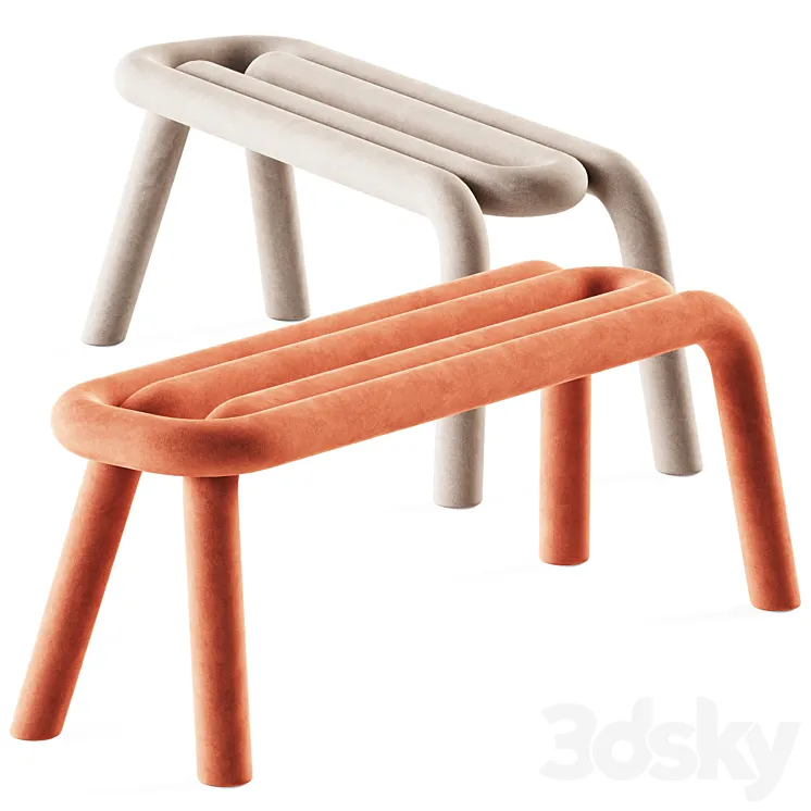 Bench Bold by Mustache \/ Upholstered bench 3DS Max Model