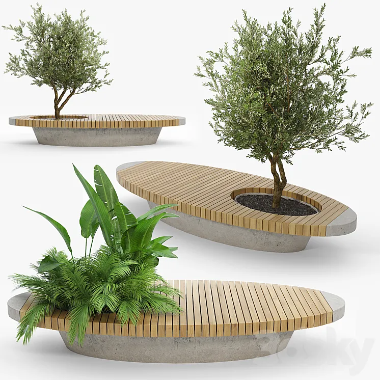 bench flowerbed 3DS Max