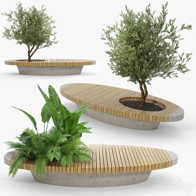 Bench flowerbed 3dsMax Model