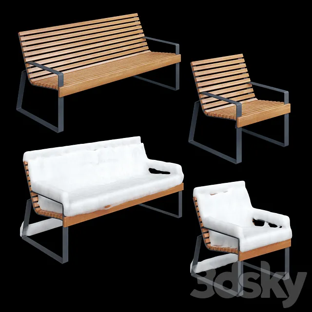 Bench “Gloria” Adanat under the snow 3ds Max