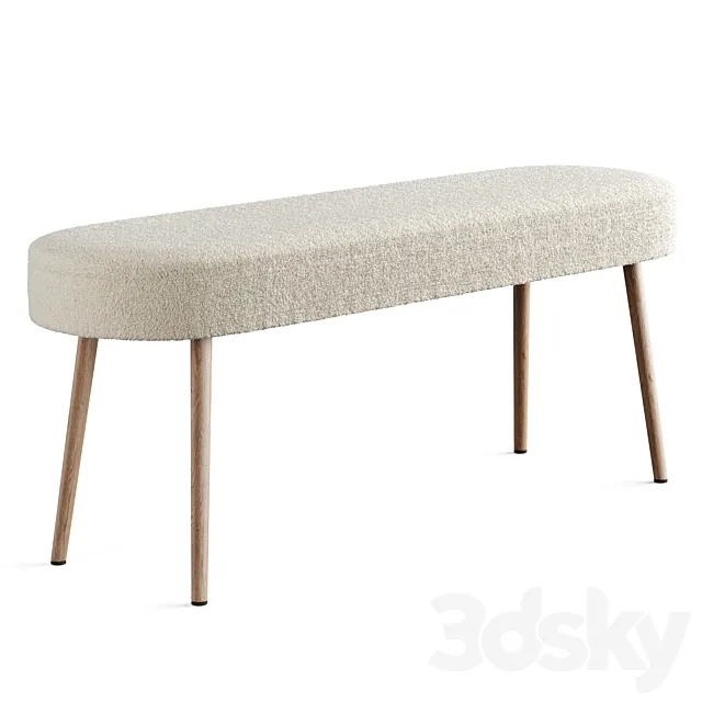 Bench in solid beech with boucle upholstery Jimi 3ds Max