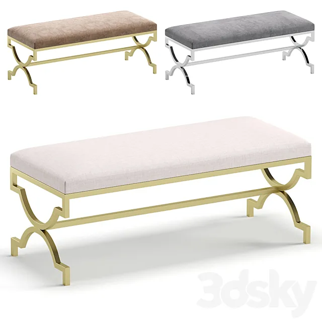 Bench LORREN by Cazarina Interiors 3 Colors Version 3ds Max