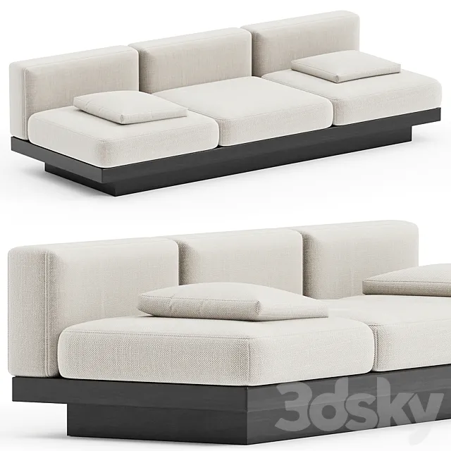 BENCH THREE SEATER BONE – BLACK INDOOR RUDOLPH 3ds Max