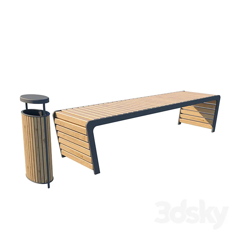 Bench with urn 3DS Max
