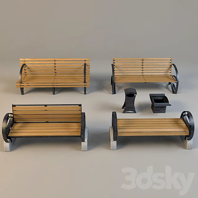 Benches and urns 3DSMax File