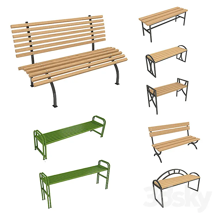 Benches benches 3DS Max