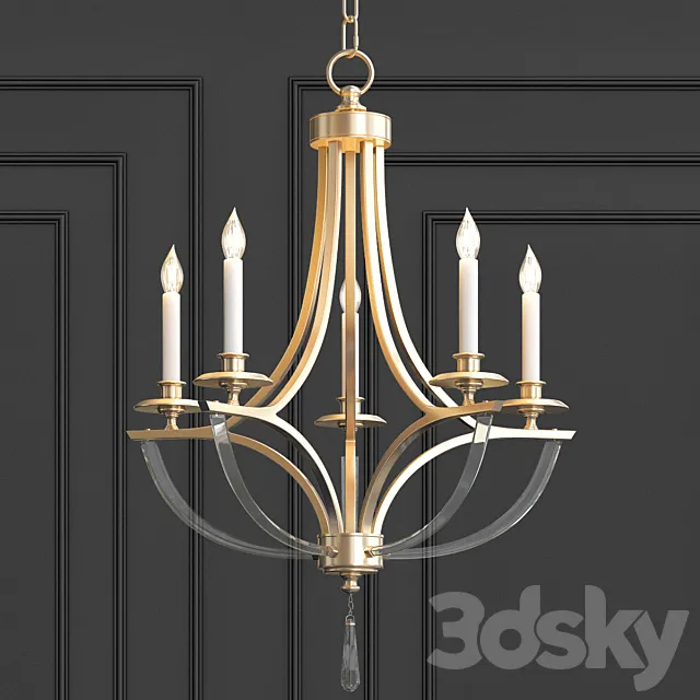 Bent 5-Light Crystal Chandelier 3DS Max Model