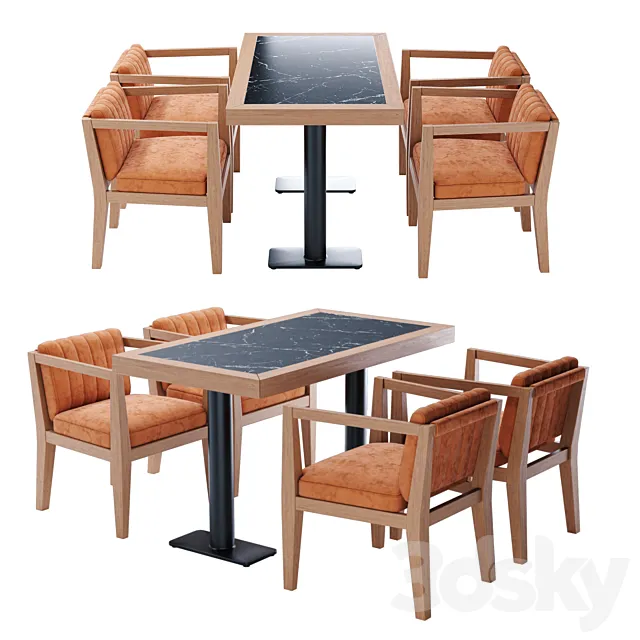 Berba group Chairs and table in a cafe 3DS Max Model