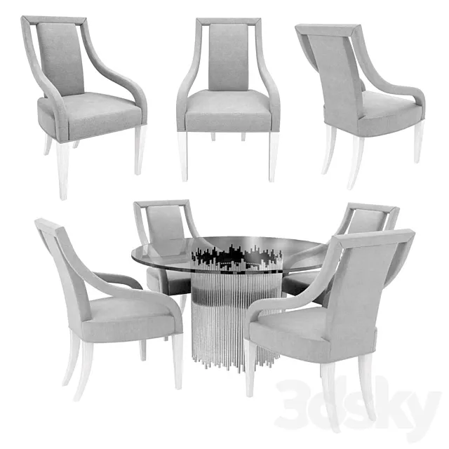 Bernhardt calista arm chair and round dining table 3d model 3DSMax File