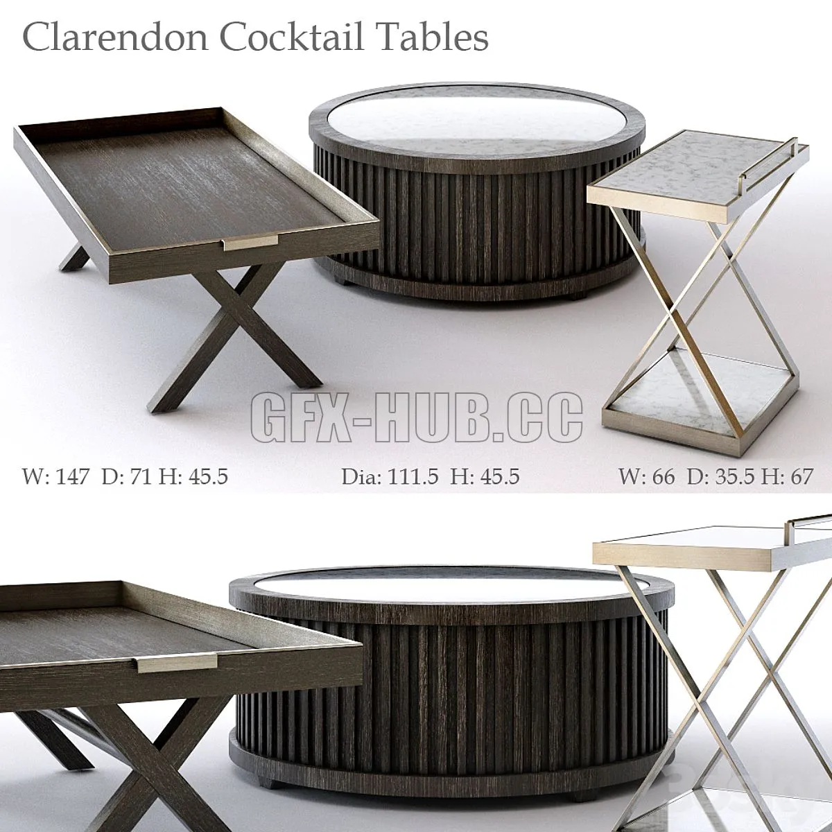 Bernhardt Clarendon Cocktail Tables 3dsMax Model