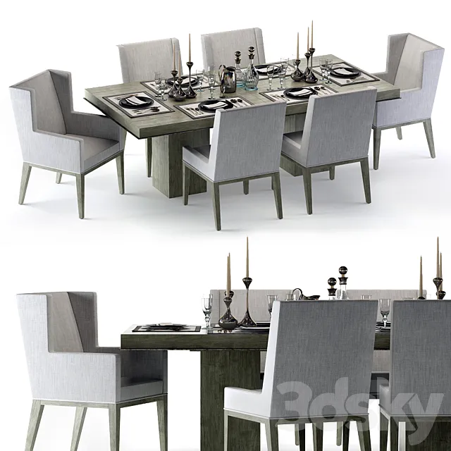 Bernhardt Linea Dining Set Greige 3ds Max