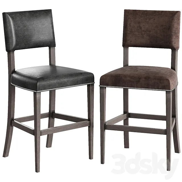 BERNHARDT Moore leather bar stool 3DS Max Model