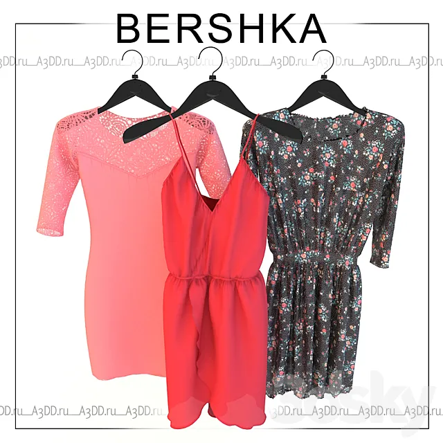 BERSHKA (dresses on hangers) 3DSMax File