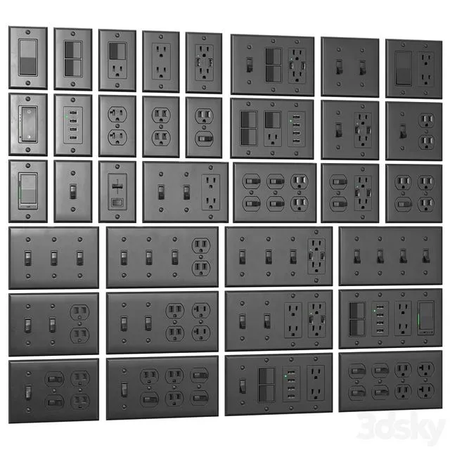 Bestten US wall switch and sockets 3dsMax Model