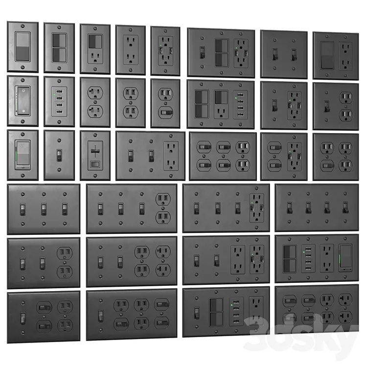 Bestten US wall switch and sockets 3DS Max Model