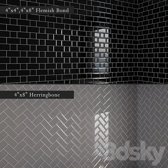 Beveled Subway Tiles [10 Patterns] 3DSMax File
