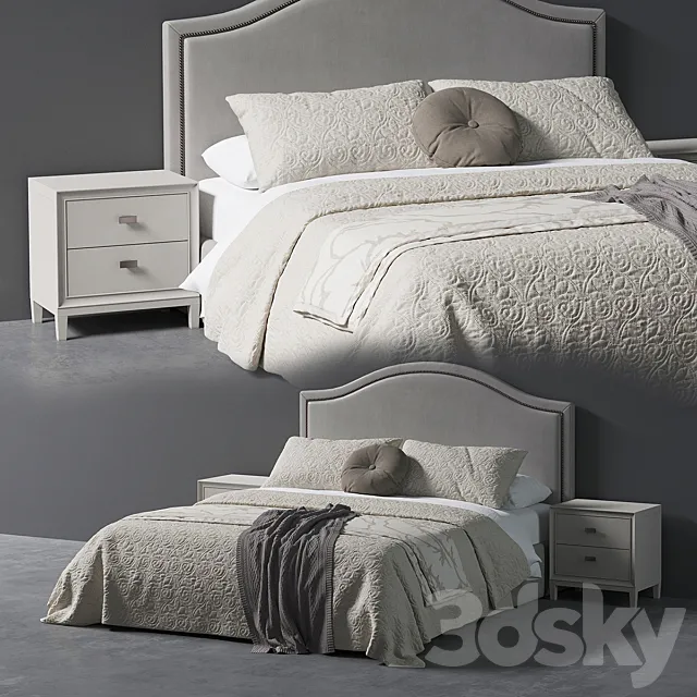 Beverly Queen Headboard Bed 3DSMax File