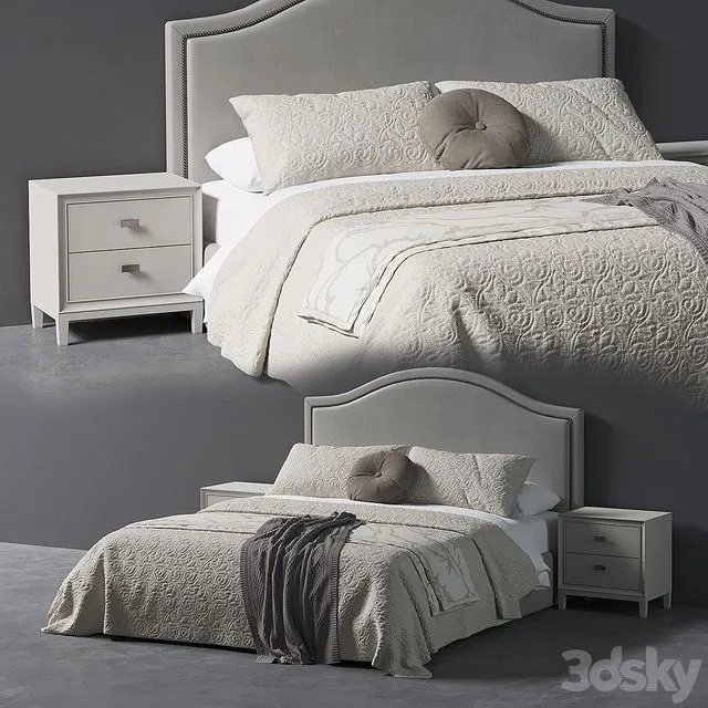 Beverly Queen Headboard Bed 3dsMax Model