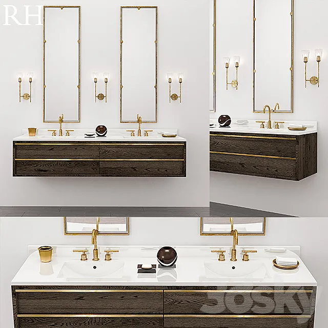 BEZIER DOUBLE EXTRA-WIDE FLOATING VANITY 3DSMax File
