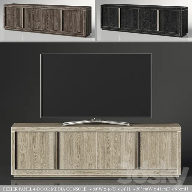 BEZIER PANEL 4-DOOR MEDIA CONSOLE 3ds Max