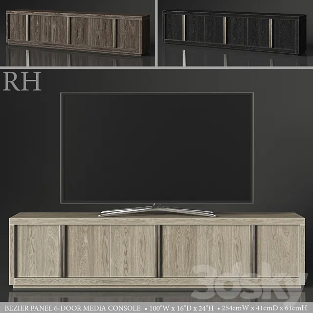 BEZIER PANEL 6-DOOR MEDIA CONSOLE 3ds Max