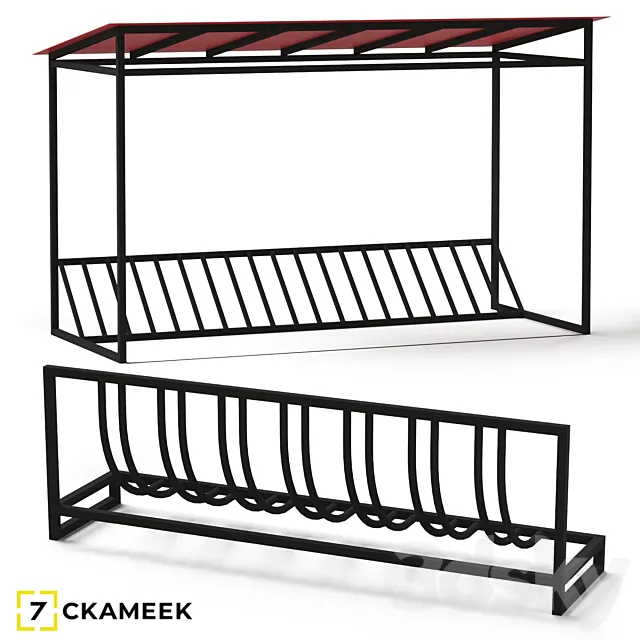 Bicycle parking Cycle stop 2 and bike stop 7 3DS Max Model