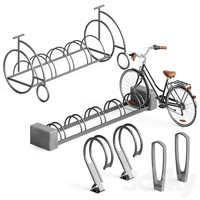 Bicycle parking set 3ds Max