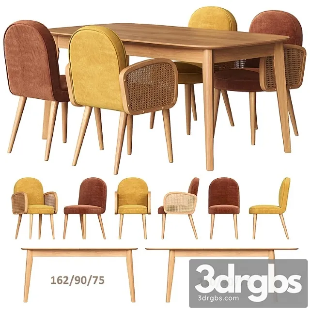 Biface buisseau la redoute table and chairs