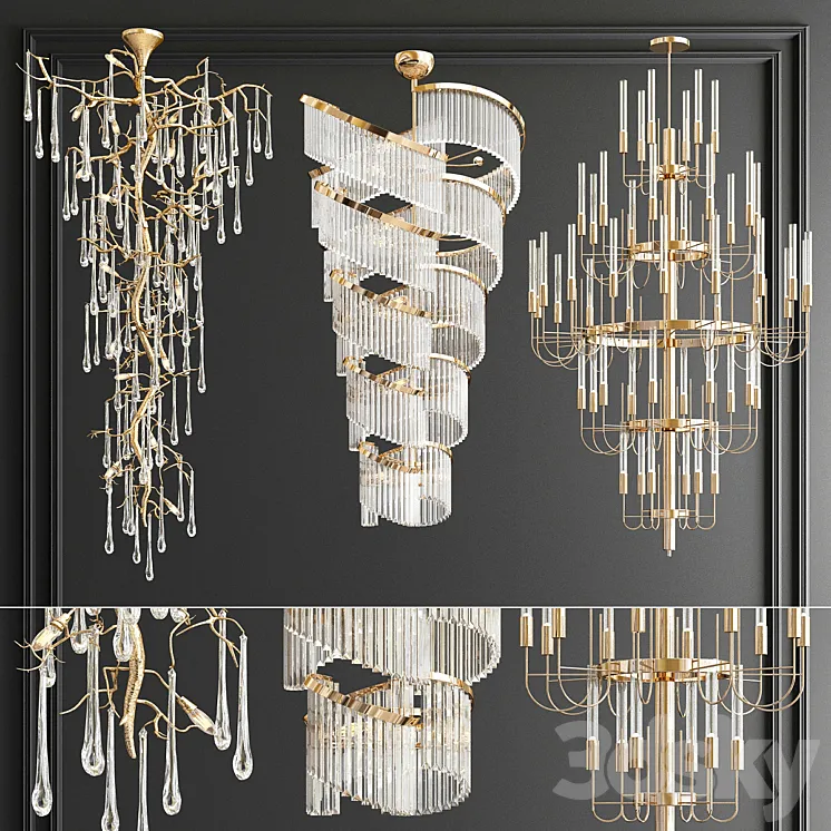 Big Chandeliers Collection – 3 type 3DS Max
