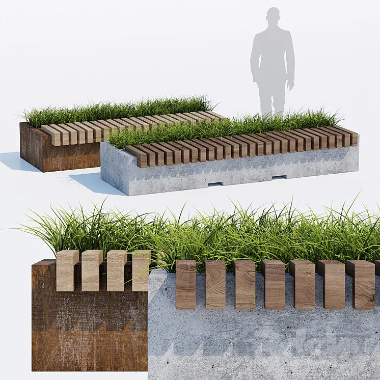 Big green benches 3DS Max