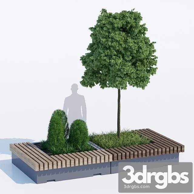 Big Green Benches Tree 3dsmax Download