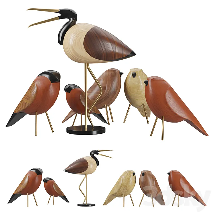 Bird sculpture set 3DS Max Model