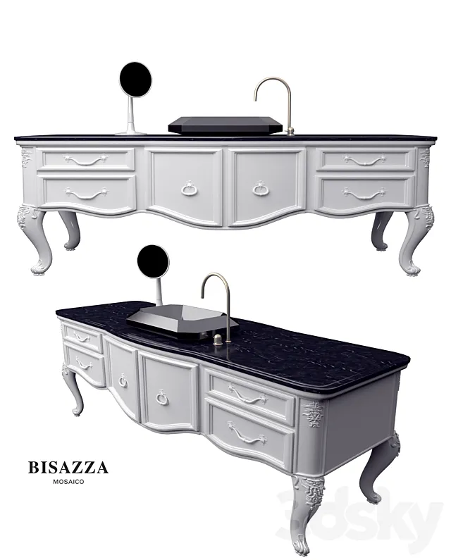 BISAZZA Wash basin Bagno 02 Serie Diamante MOSAICO luxury design octagonal washbasin 3DS Max Model