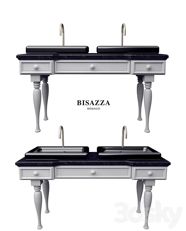 BISAZZA Wash basin Bagno 04 Serie Organico luxury design retangular washbasin 3DS Max Model