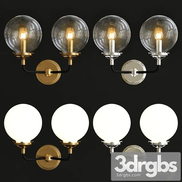 Bistro globe clear glass double sconce brass 3dsmax Download