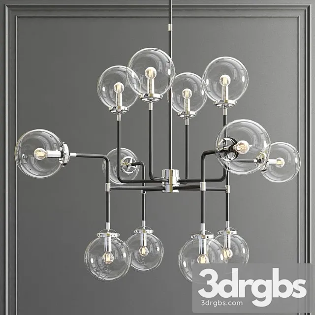Bistro globe clear glass silver chandelier 12