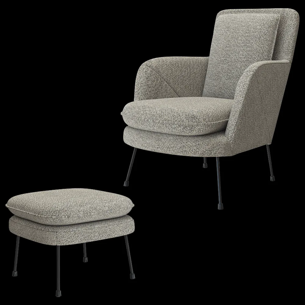 Bizzarto – Armchair with pouf Soho 3ds Max