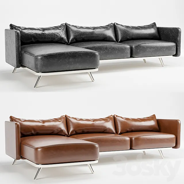 Black and Brown Leather sofa 3DSMax File