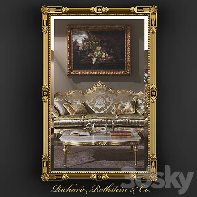 Black and Gold Federal Style Mirror 3DSMax File