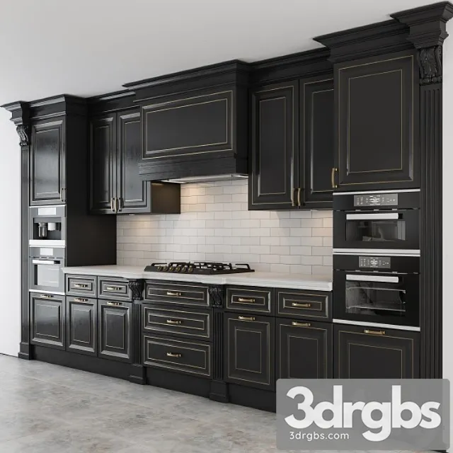 Black And Gold Lux Kitchen 3dsmax Download